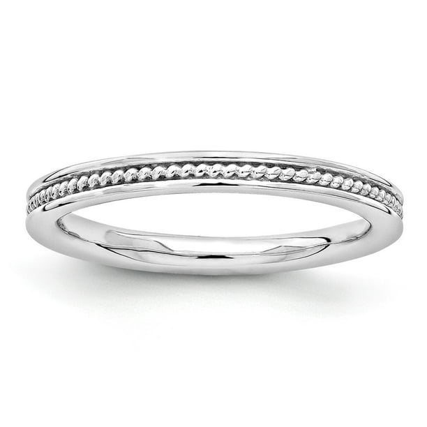 Beautiful Sterling Silver Stackable Expressions Rhodium Channeled Ring 